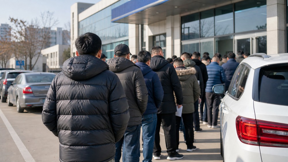 车管服务点内等待办理的车主