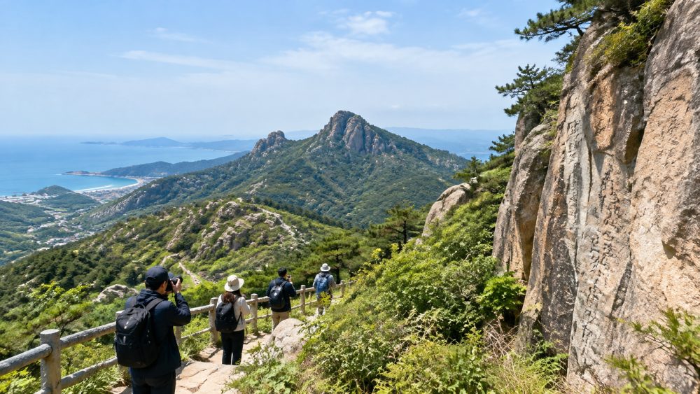 海拔326米的莱州云峰山,记者为何在崖壁前停下脚步