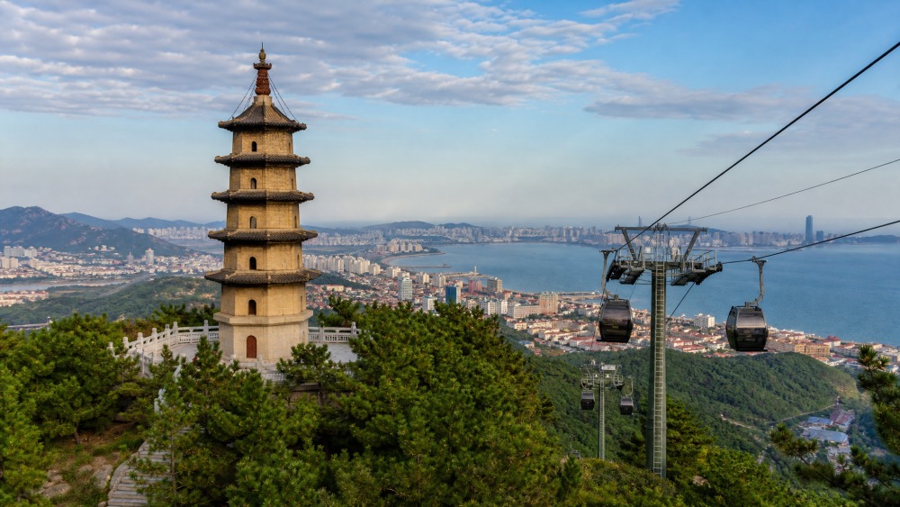 塔山三和塔俯瞰烟台山海城景