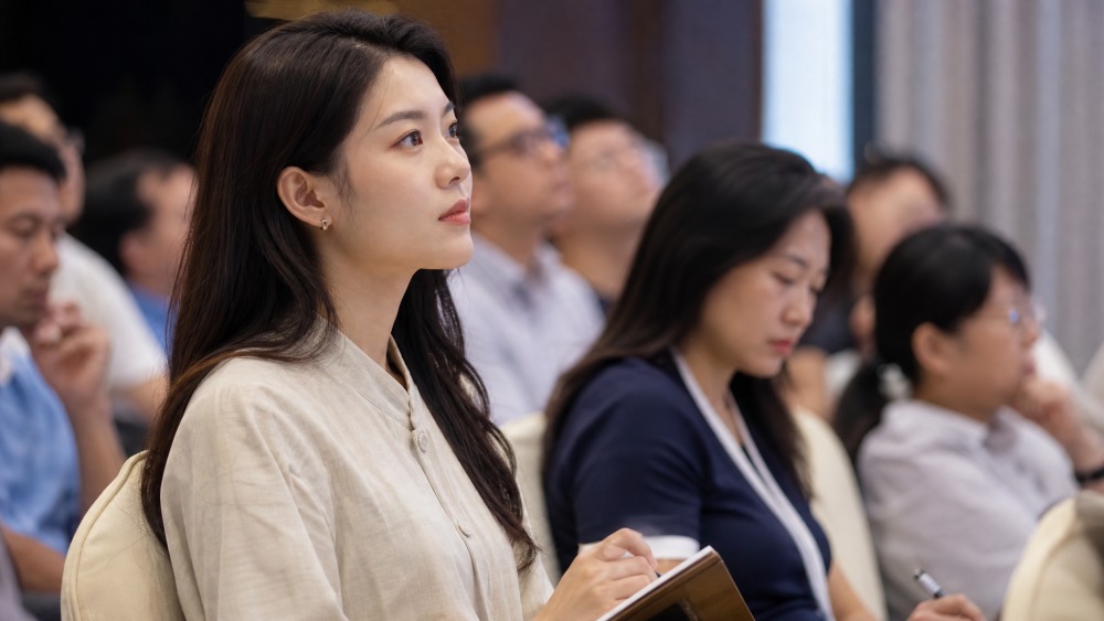 发布会主席台上的发言者